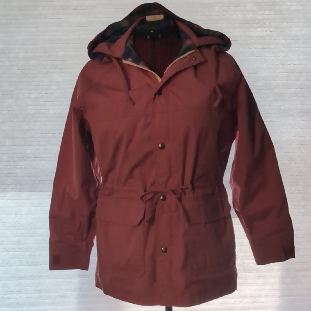 Vintage 80s Woolrich Dusty Rose & Plaid Jacket W/ Zip Off Hood